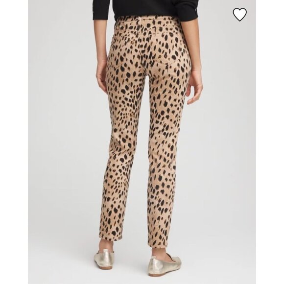NEW Chico's So Slimming Leopard Girlfriend Slim Ankle High-Rise Denim Jeans 10 - Picture 2 of 15